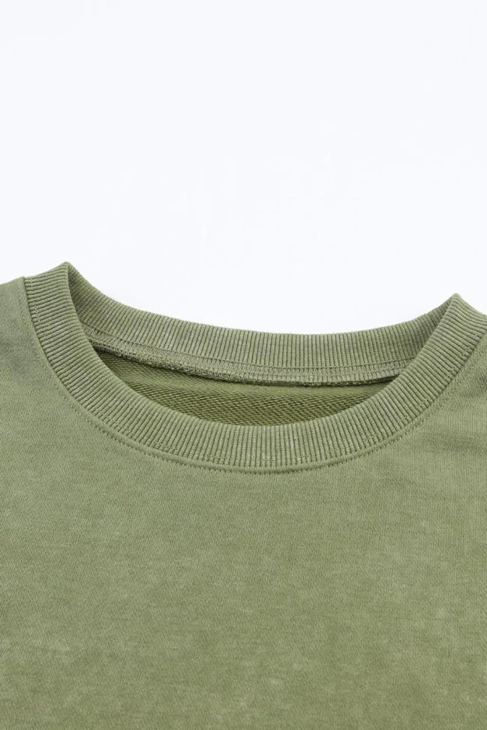 Best Dear-Lover Drop Shoulder Ribbed Trim Oversized Sweatshirt Green