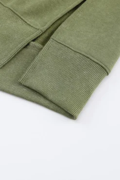Best Dear-Lover Drop Shoulder Ribbed Trim Oversized Sweatshirt Green