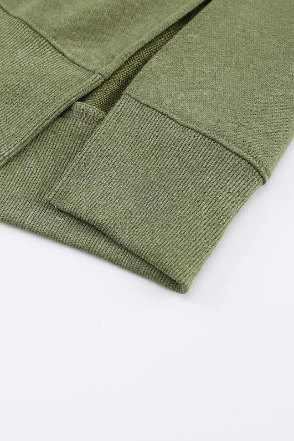 Best Dear-Lover Drop Shoulder Ribbed Trim Oversized Sweatshirt Green