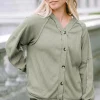 Hot Dear-Lover Exposed Seam Buttons Front Waffle Knit Cardigan Green