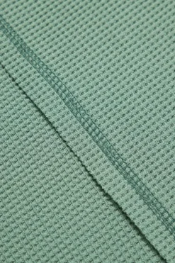 Best Dear-Lover Exposed Seam Half Sleeve Knitted V Neck Textured Top Green