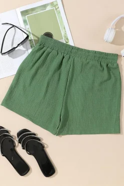 Fashion Dear-Lover Flap Pocket Casual Drawstring Shorts Green