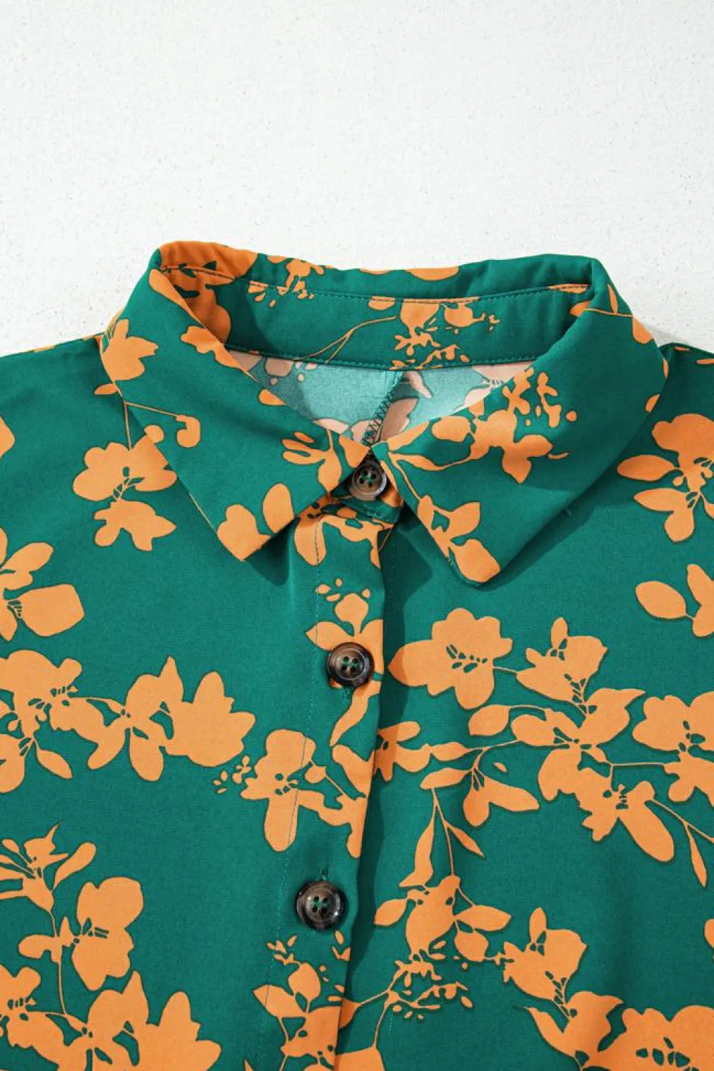 New Dear-Lover Floral Print Drawstring Tunic Flowy Short Dress Green