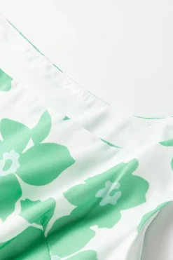Best Dear-Lover Flower Print Knotted Straps Square Neck Romper Green
