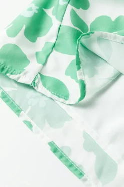 Best Dear-Lover Flower Print Knotted Straps Square Neck Romper Green