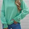 Fashion Dear-Lover French Terry Cotton Blend Pullover Sweatshirt Green