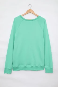 Fashion Dear-Lover French Terry Cotton Blend Pullover Sweatshirt Green