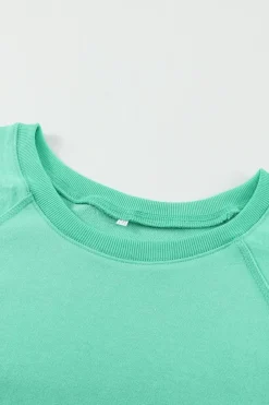 Fashion Dear-Lover French Terry Cotton Blend Pullover Sweatshirt Green