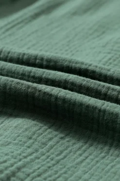 Outlet Dear-Lover Frilled Split Neck Crinkled Shirt Green