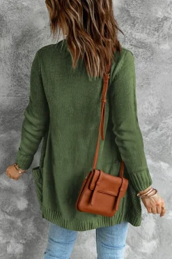 Discount Dear-Lover Front Pocket and Buttons Closure Cardigan Green