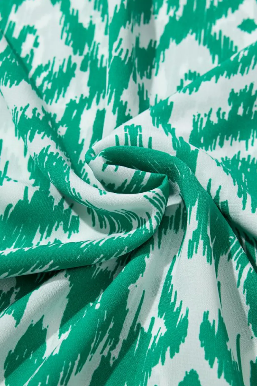 Sale Dear-Lover Geometric Print V Neck Casual Long Dress Green