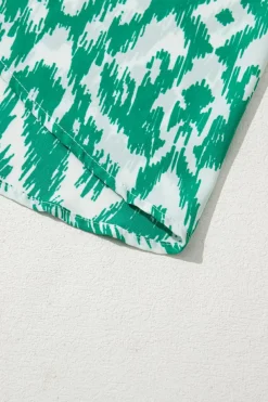 Sale Dear-Lover Geometric Print V Neck Casual Long Dress Green