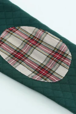Online Dear-Lover Geometric Texture Plaid Trim Sweatshirt Green