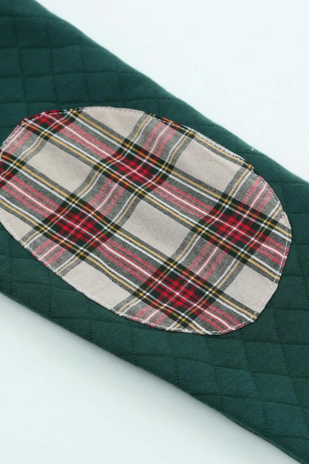 Online Dear-Lover Geometric Texture Plaid Trim Sweatshirt Green