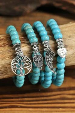 Best Dear-Lover Heart Pendant Turquoise Beads Western Bracelet Green