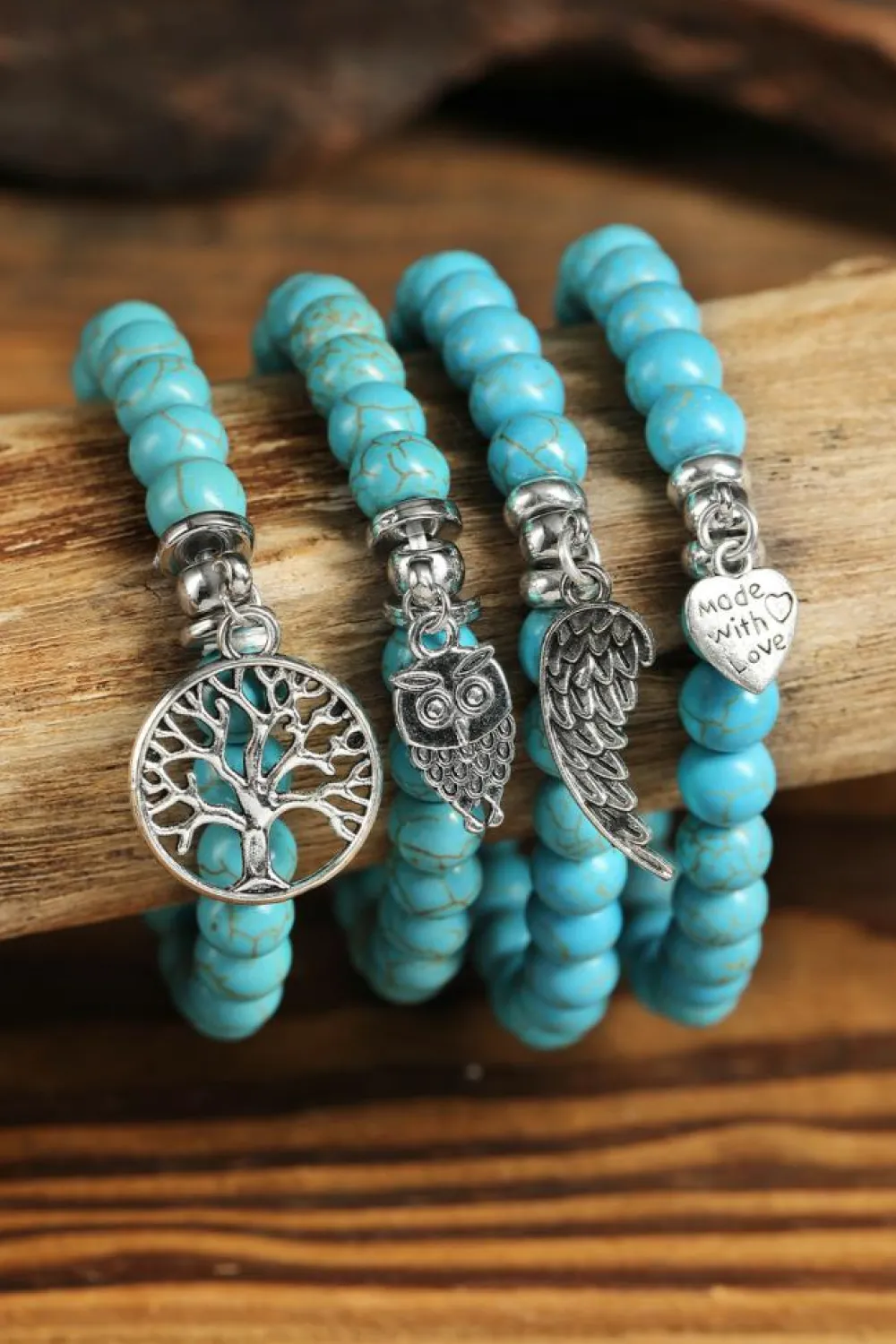 Best Dear-Lover Heart Pendant Turquoise Beads Western Bracelet Green