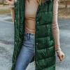 Discount Dear-Lover Hooded Long Quilted Vest Coat Green