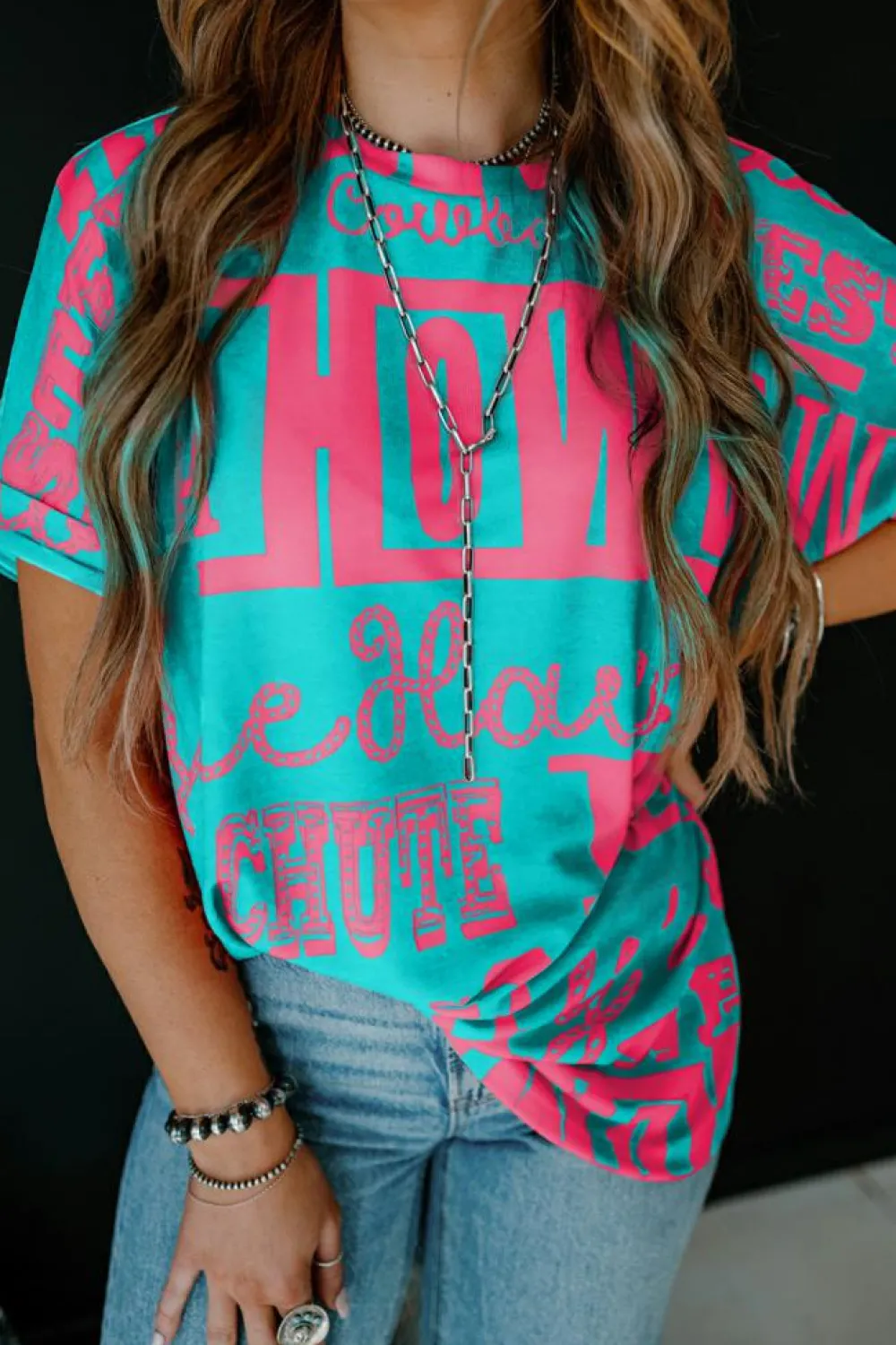 Online Dear-Lover Howdy Cowboy Letter Printed Western Fashion Tee Green