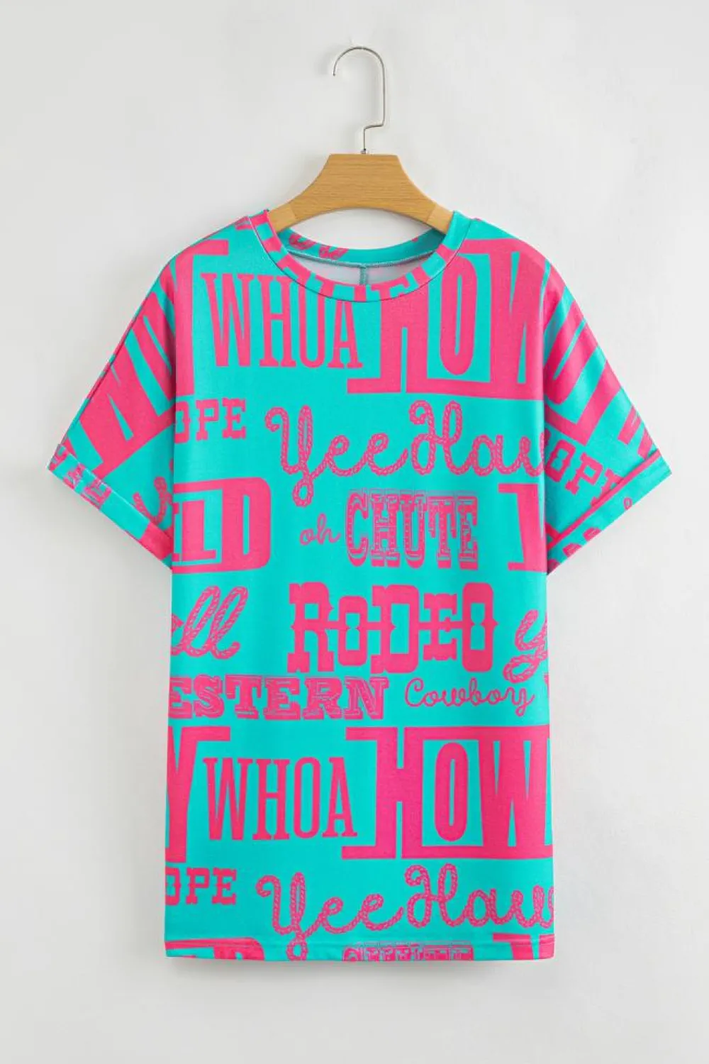 Online Dear-Lover Howdy Cowboy Letter Printed Western Fashion Tee Green