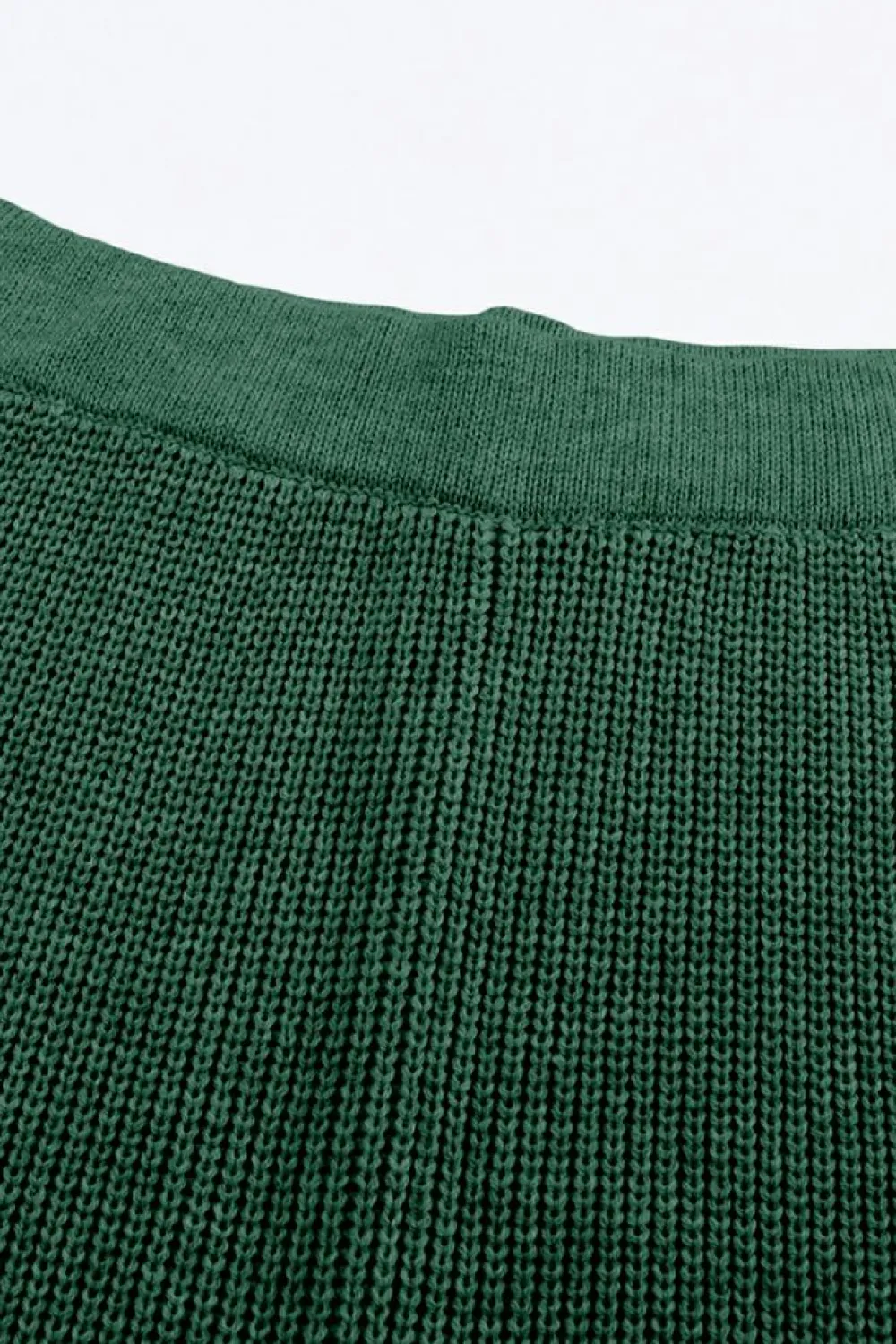 Sale Dear-Lover Knitted V Neck Sweater and Casual Pants Set Green