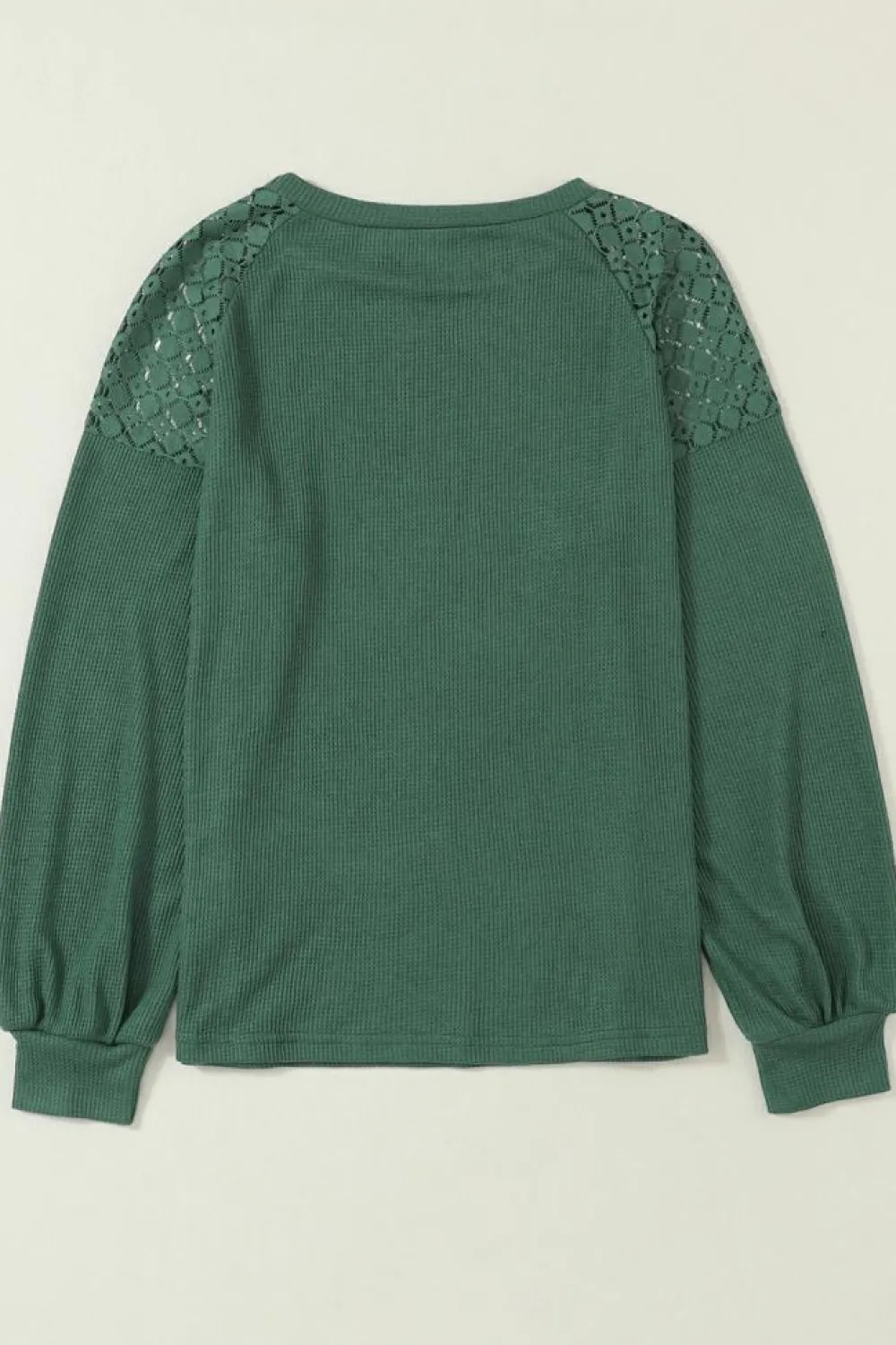 Best Dear-Lover Green Lace Long Sleeve Textured Pullover Blackish Green