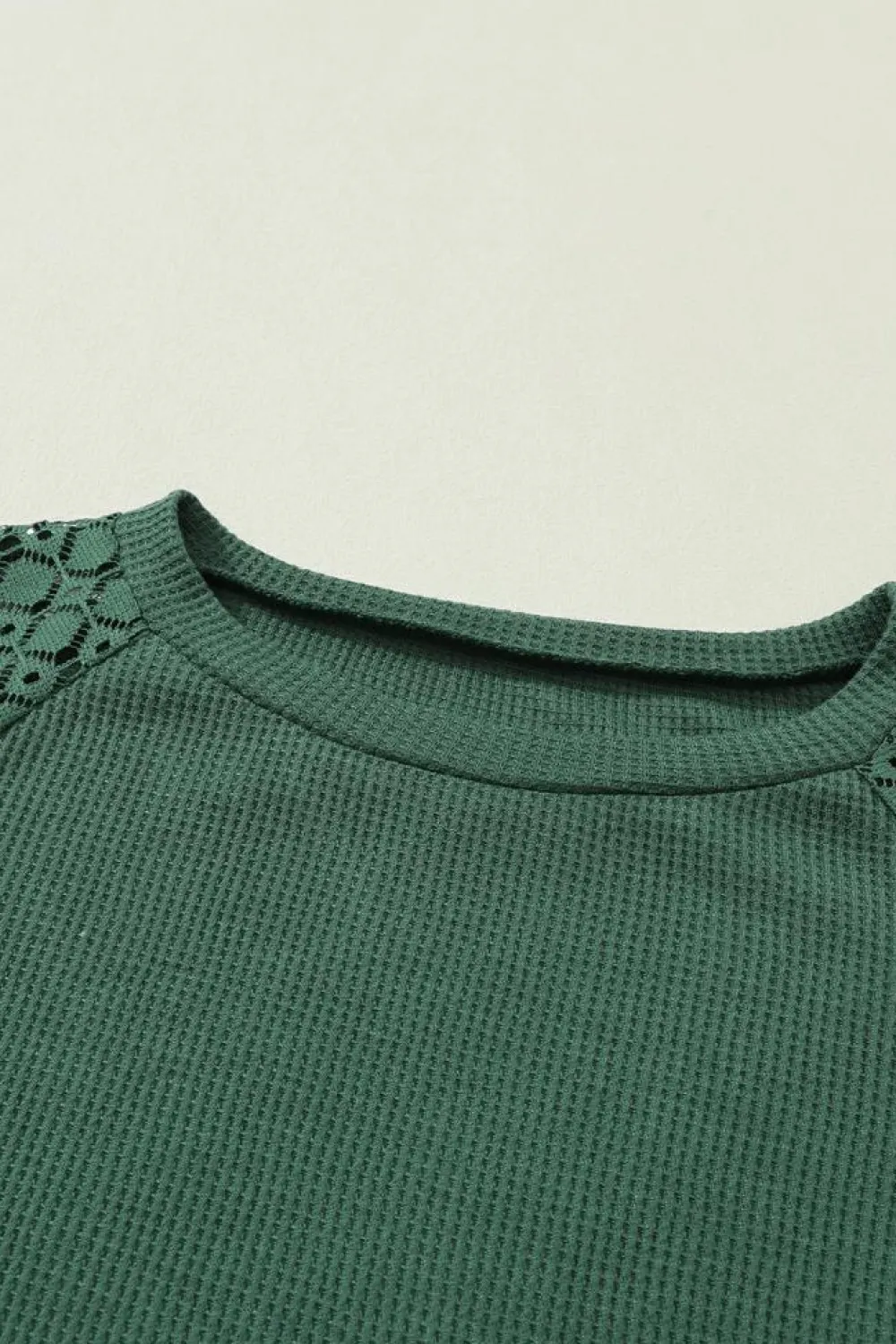 Best Dear-Lover Green Lace Long Sleeve Textured Pullover Blackish Green
