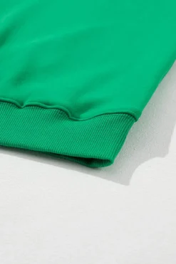 Online Dear-Lover LUCKY Aphabet Chenille Embroidered Pullover Sweatshirt Green