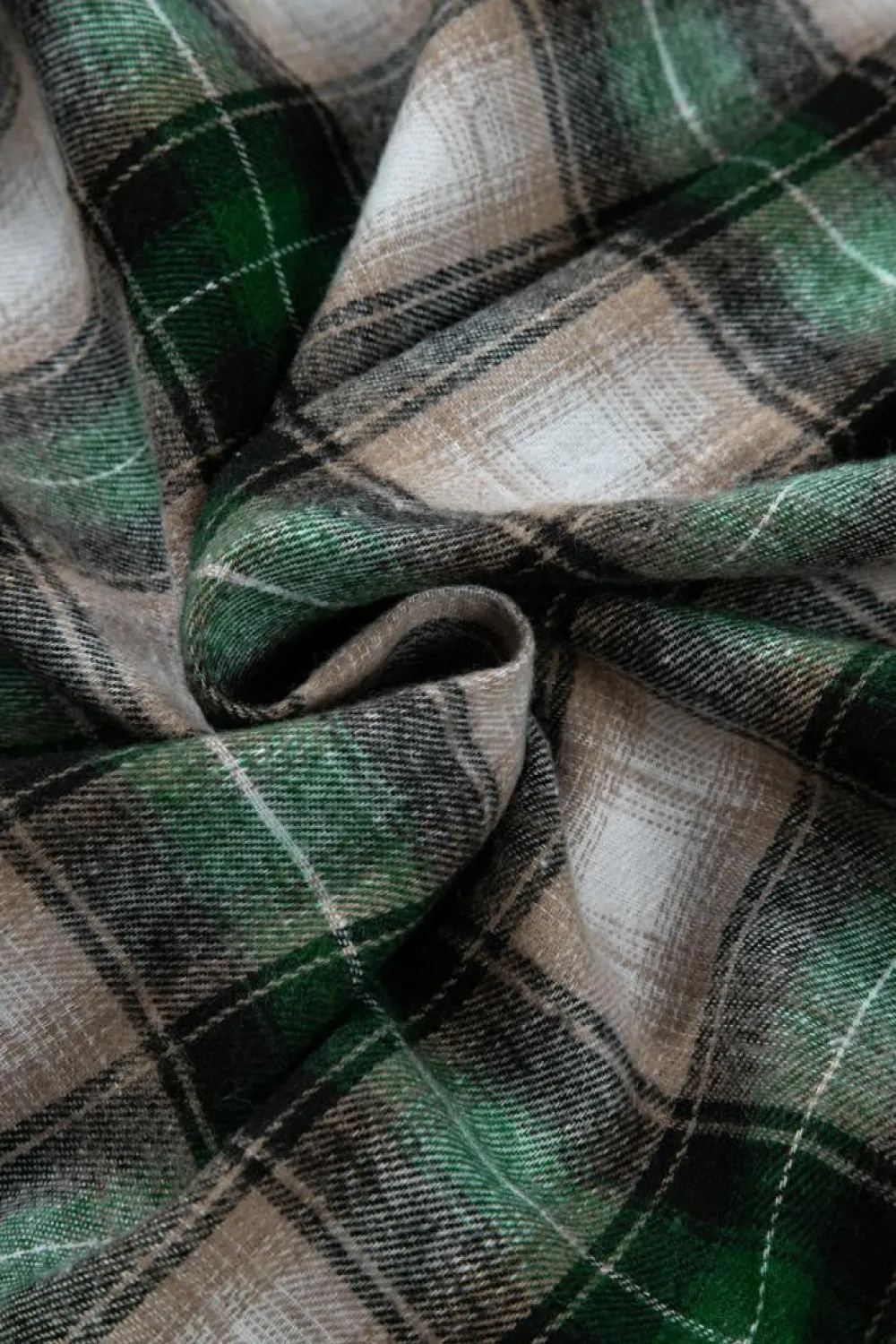 New Dear-Lover Plaid Print Chest Pocket Buttoned Hooded Shacket Green