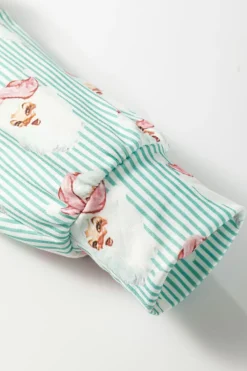 New Dear-Lover Santa Claus Striped Print Loose Fit Two Piece Lounge Set Green