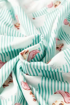New Dear-Lover Santa Claus Striped Print Loose Fit Two Piece Lounge Set Green