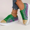 Hot Dear-Lover Sequin Color Block Slip-on Flat Shoes Green