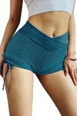 Online Dear-Lover Side Drawstring Anti Cellulite High Waist Scrunch Butt Lift Shorts Green