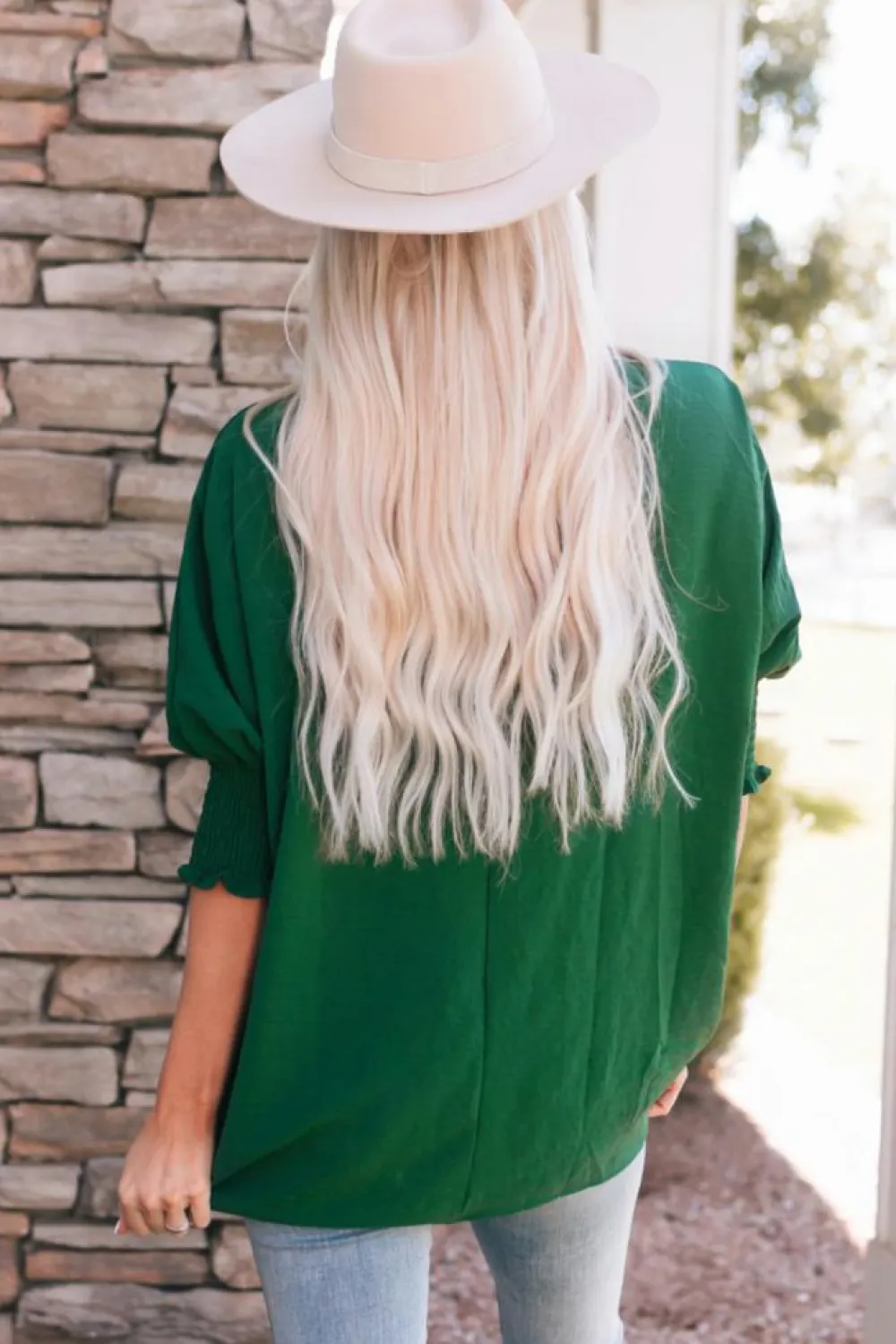 Outlet Dear-Lover Smocked Wrist Shift Top Green