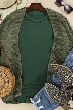 Clearance Dear-Lover Solid Color Crew Neck Tee Green
