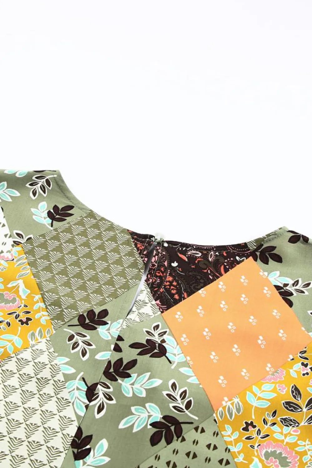 Clearance Dear-Lover Square Neck Mixed Print Blouse Green