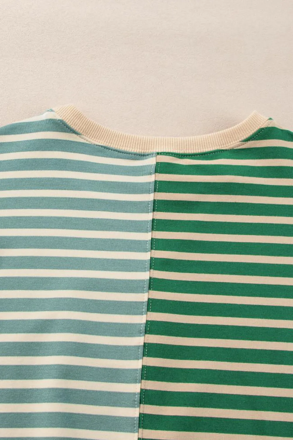 Clearance Dear-Lover Colorblock Drop Shoulder Oversize Sweatshirt Green Stripe