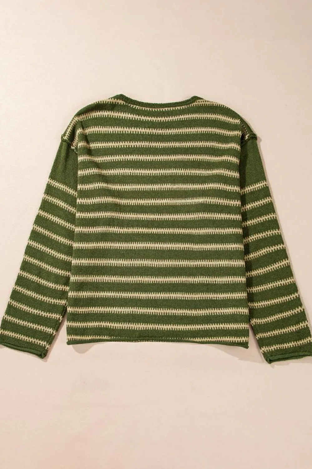 Discount Dear-Lover Drop Shoulder Casual Sweater Green Stripe