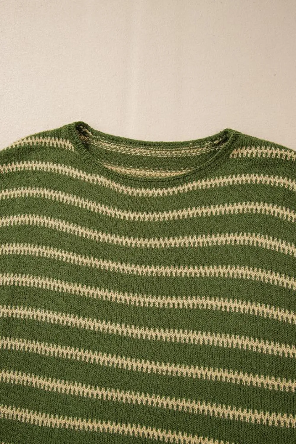 Discount Dear-Lover Drop Shoulder Casual Sweater Green Stripe