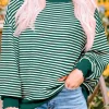 Sale Dear-Lover Loose Drop Shoulder Long Sleeve Top Green Stripe