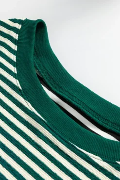 Sale Dear-Lover Loose Drop Shoulder Long Sleeve Top Green Stripe