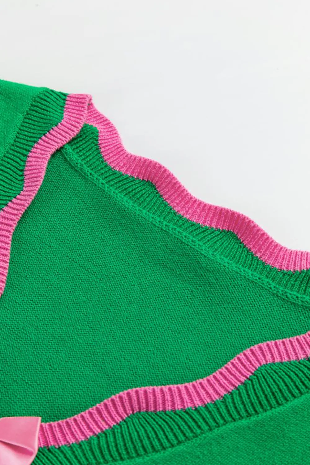 Sale Dear-Lover Ribbon Cute Bow Detail Sweater Knit Cardigan Green Stripe