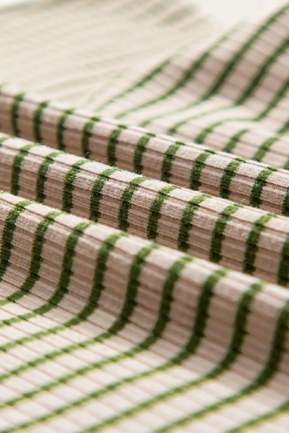 New Dear-Lover Striped Print Ribbed Knit Sleeveless Top Green Stripe