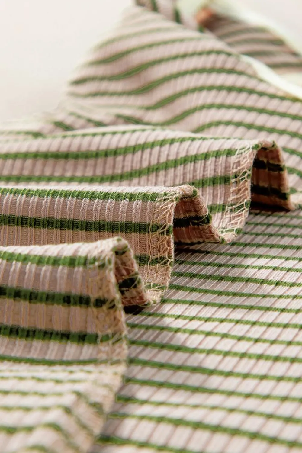 New Dear-Lover Striped Print Ribbed Knit Sleeveless Top Green Stripe