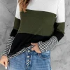 Discount Dear-Lover Stylish Colorblock Splicing Stripes Top Green