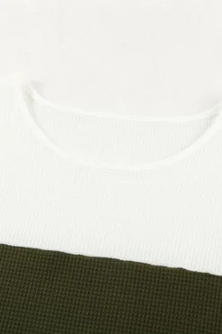 Discount Dear-Lover Stylish Colorblock Splicing Stripes Top Green