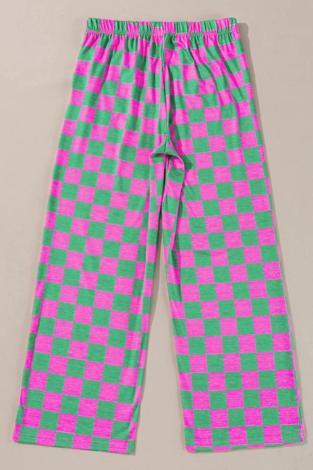 Best Dear-Lover 2-Tone Checked Print High Waist Wide Leg Pants Green