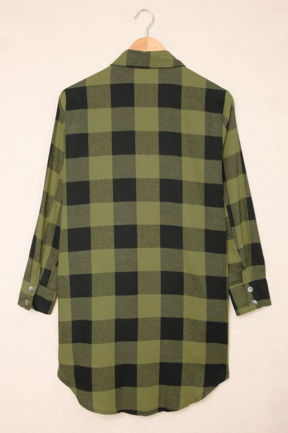 Discount Dear-Lover Turn-down Collar Plaid Shirt Coat Green