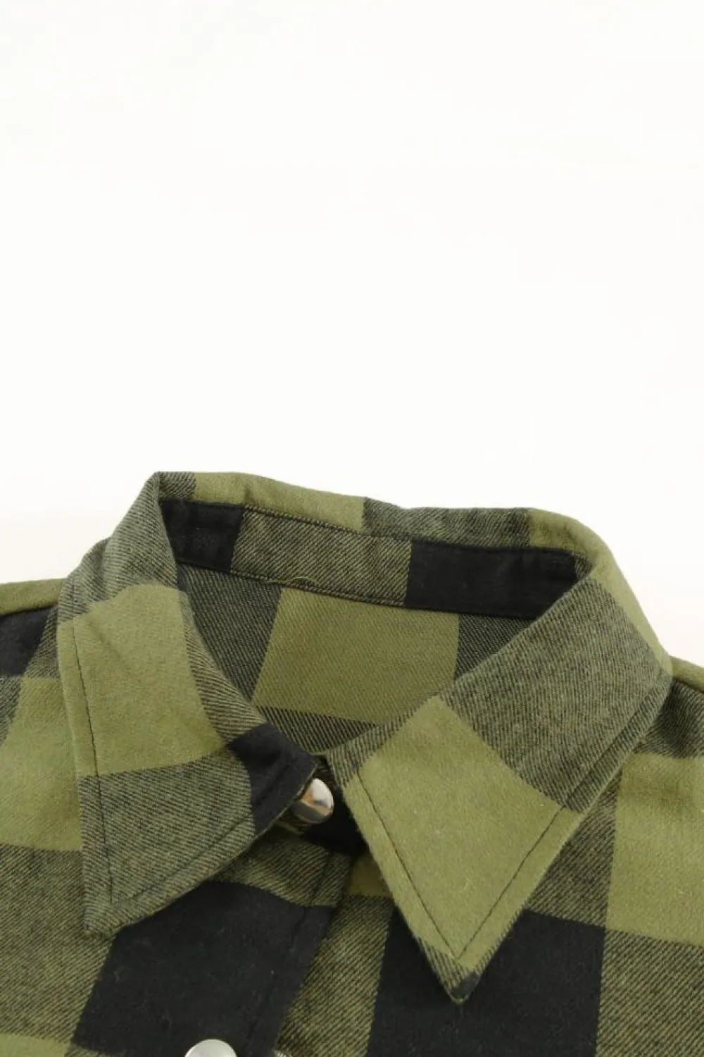 Discount Dear-Lover Turn-down Collar Plaid Shirt Coat Green