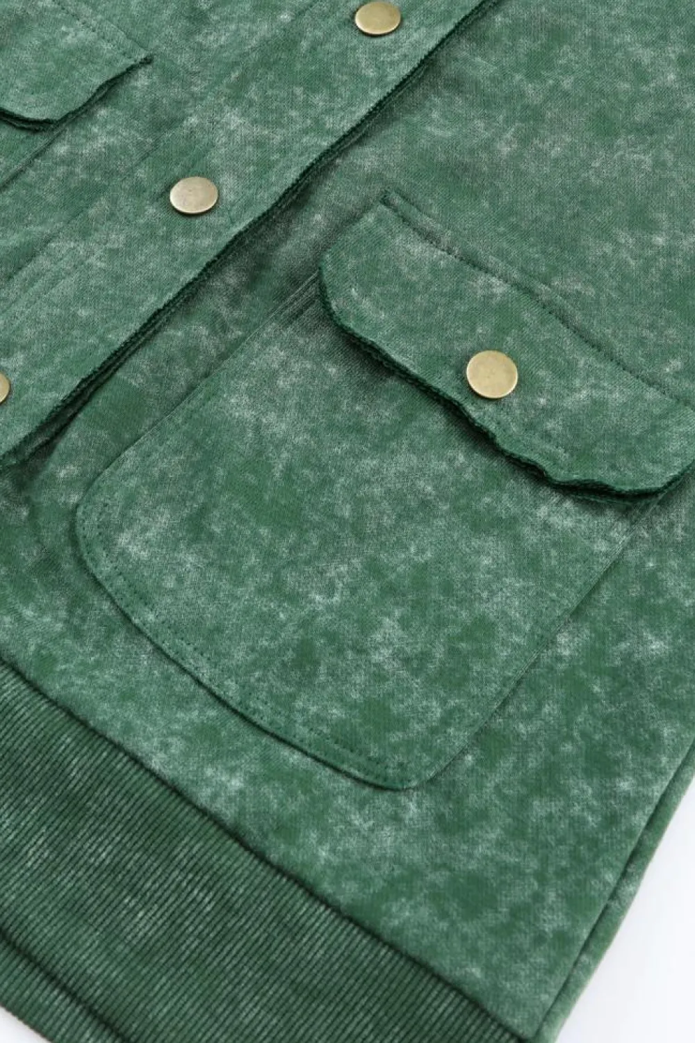 Outlet Dear-Lover Vintage Washed Flap Pocket Button Shacket Green
