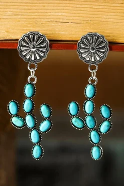 Fashion Dear-Lover Western Turquoise Cactus Daisy Earring Green
